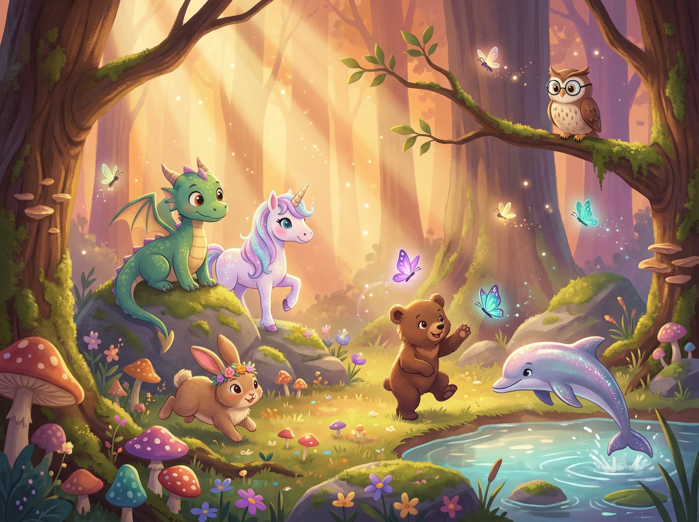 Magiske dyr — drager, enhjørninger og ugler til godnathistorier