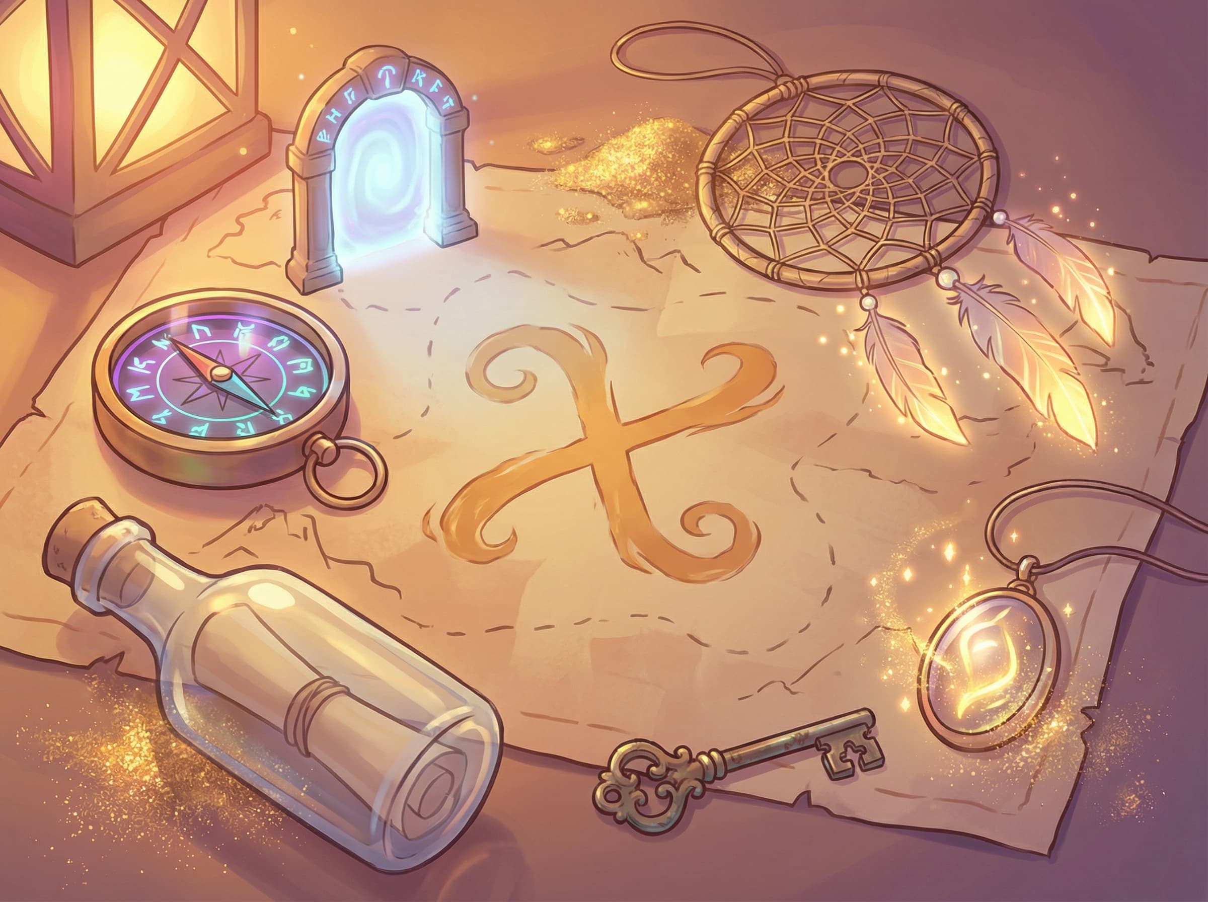 Eventyr — skattekort, flaskepost og magiske portaler