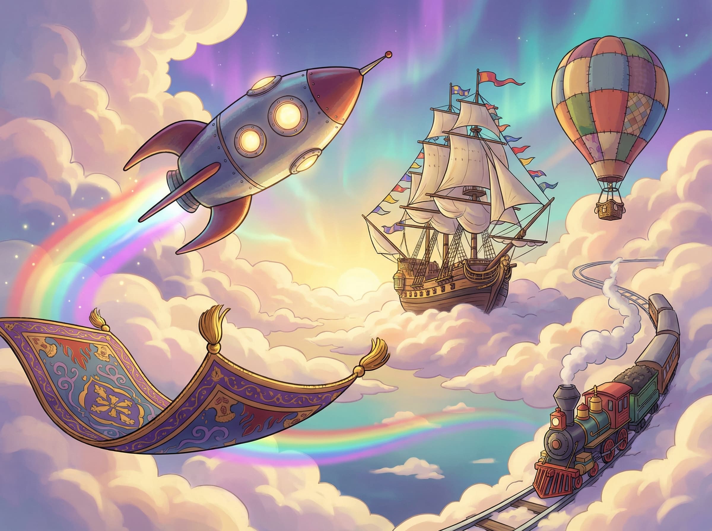 Magiske køretøjer — rumskibe, piratskibe og flyvende tæpper