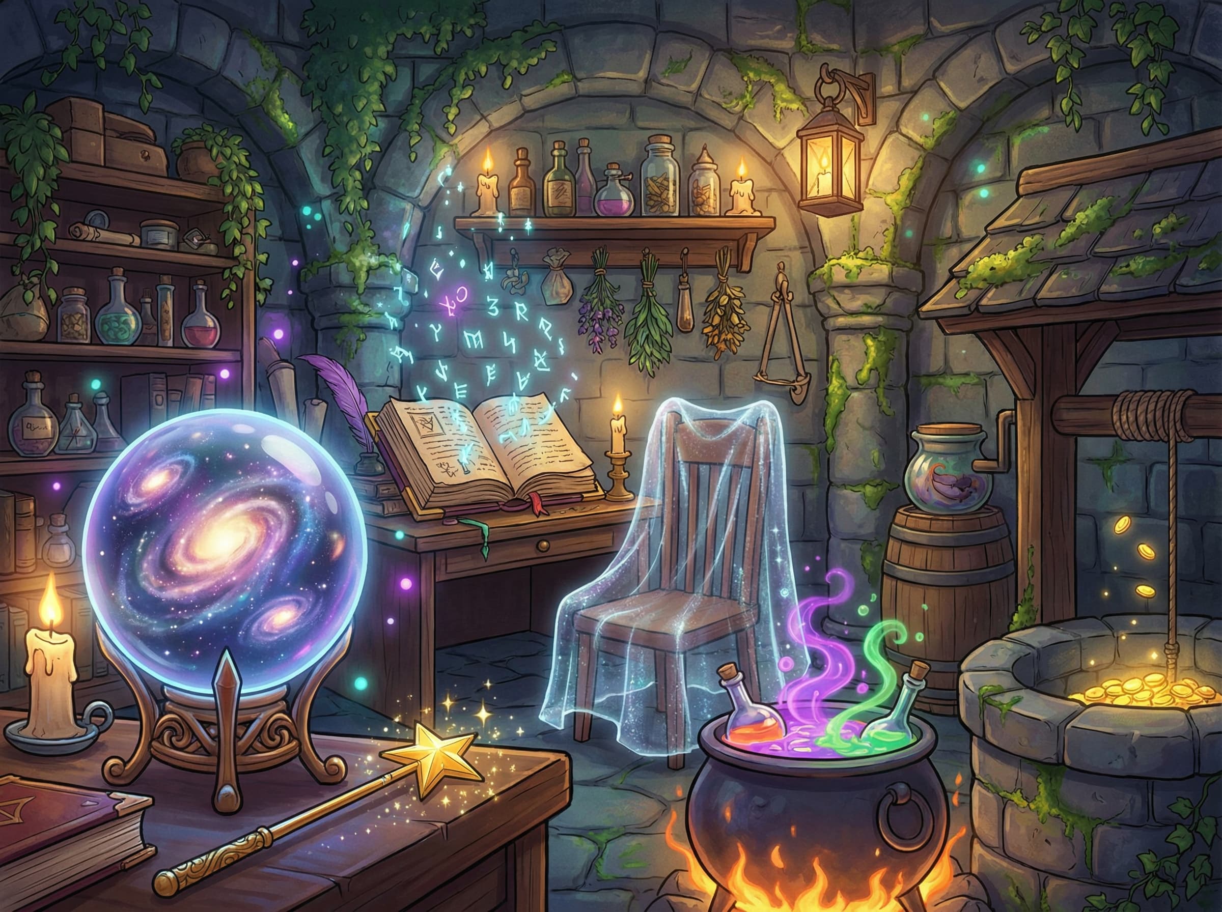 Magi — tryllestave, krystalkugler og magiske bøger