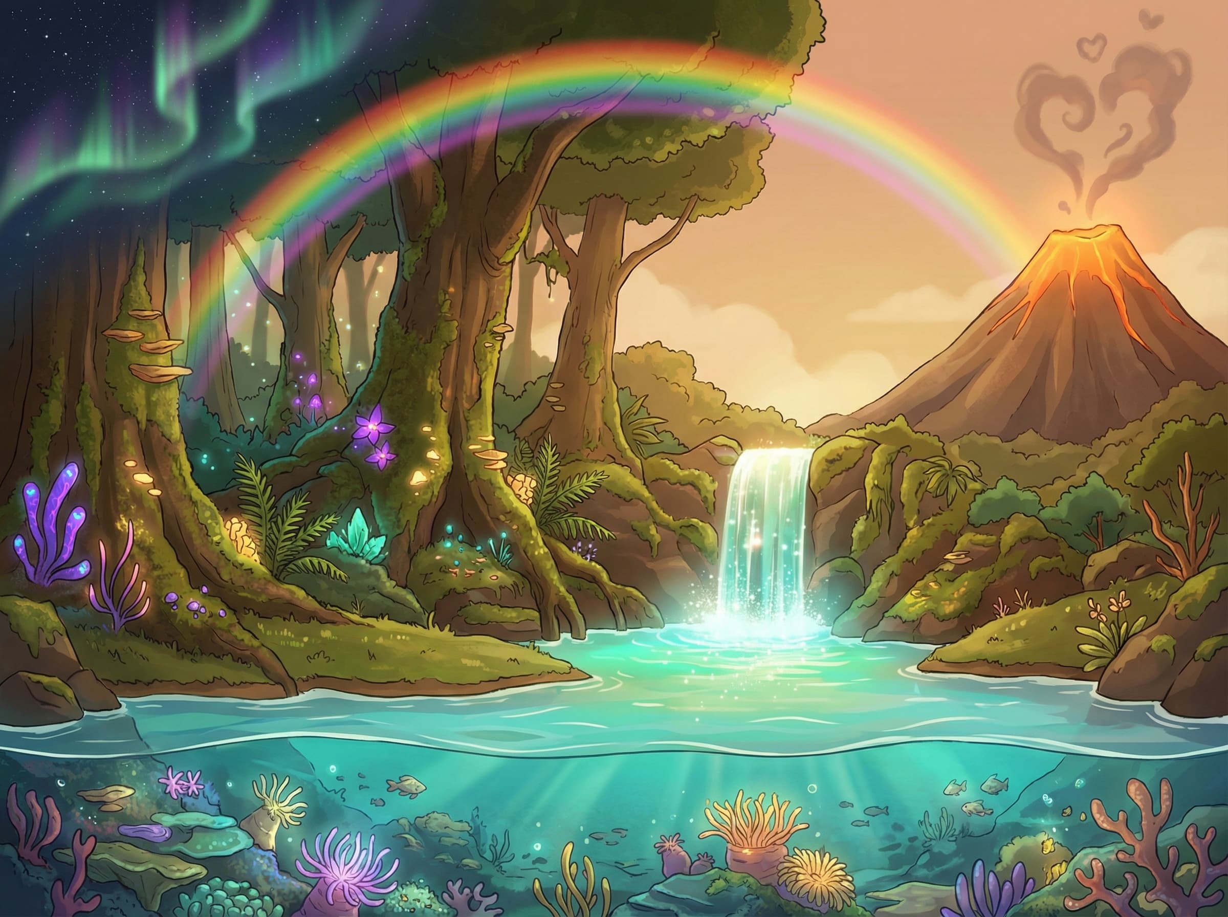 Magisk natur — trylleskov, regnbuer og nordlys