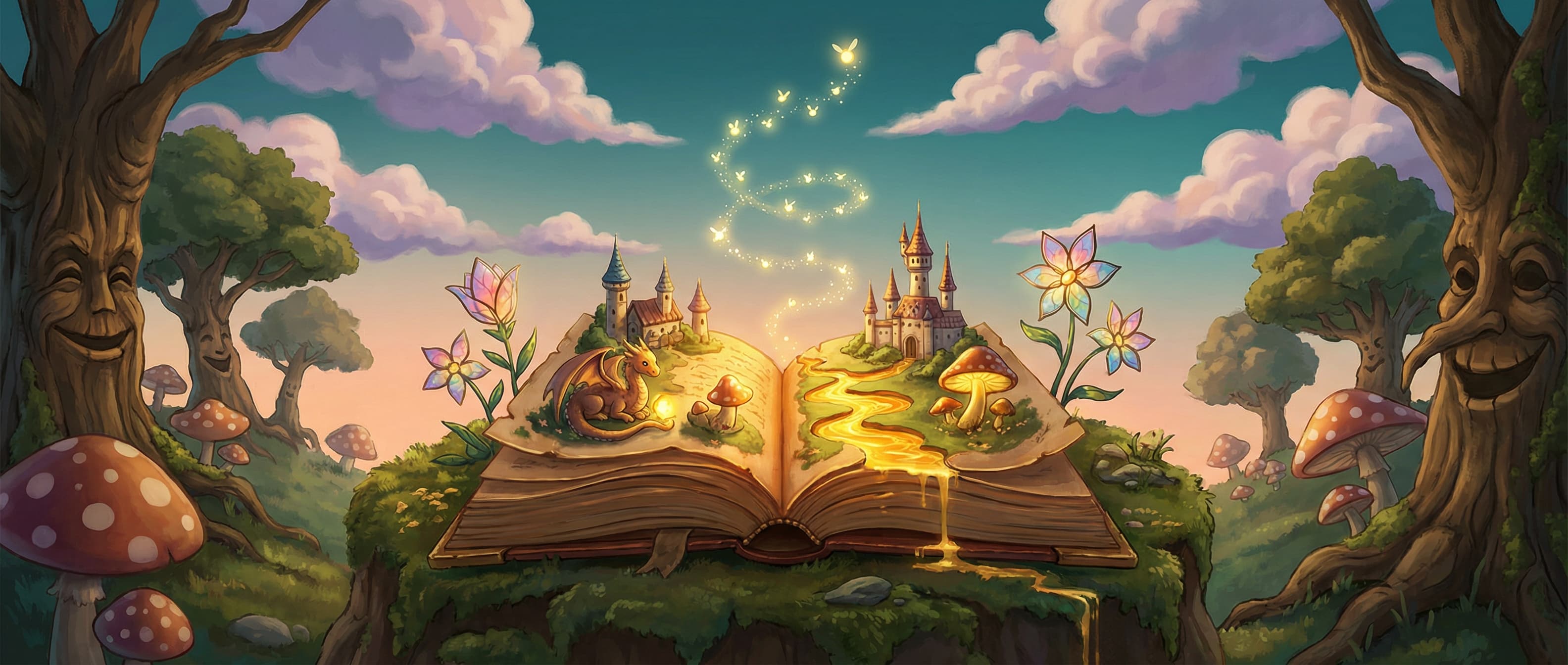 En magisk bog i en fortryllet skov